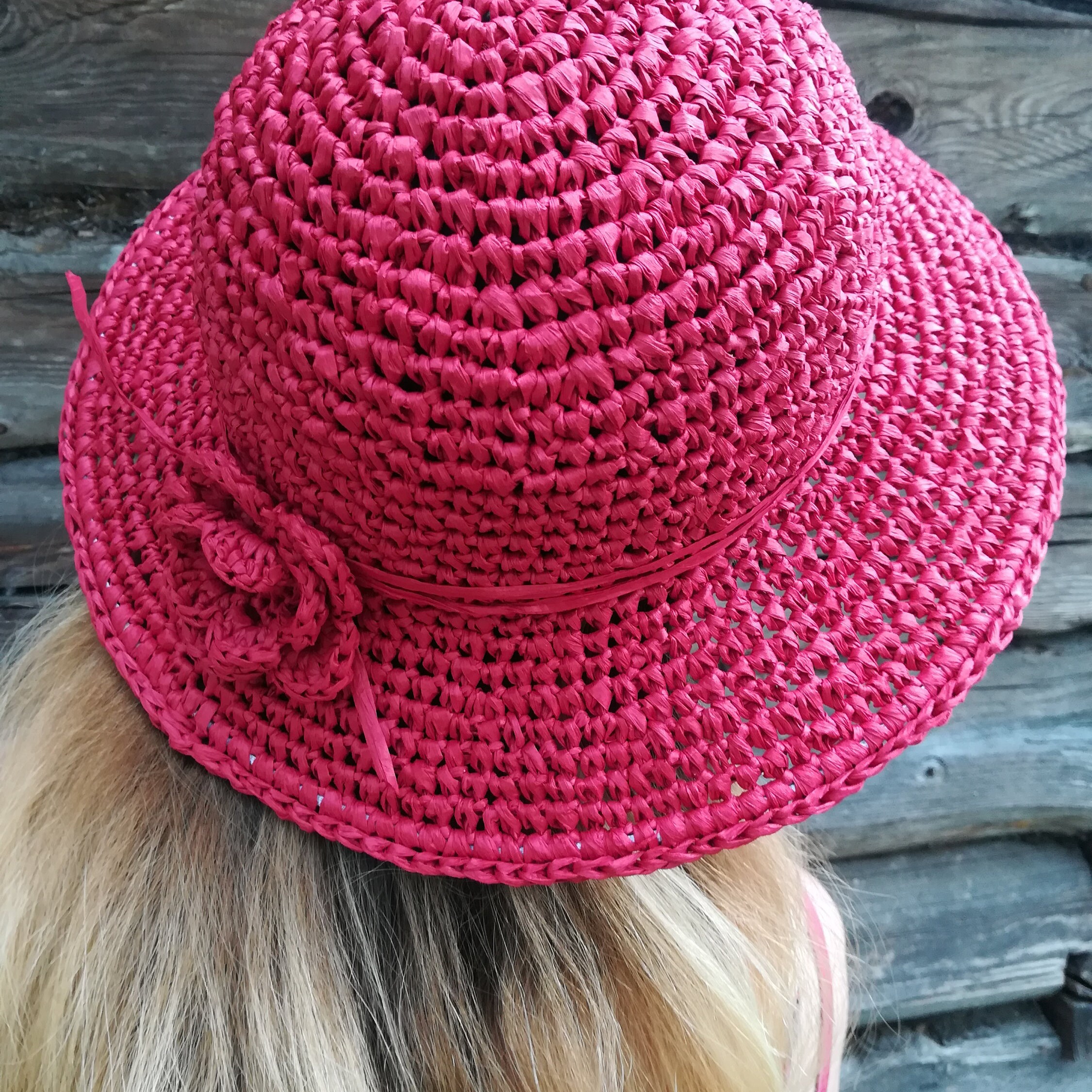 Red Raffia Bucket Hat Crochet Summer Hat Wide Large Brim | Etsy