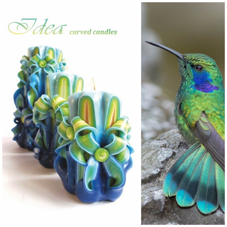 Bright candle in bluegreen colorextraordinary gift idea for Etsy