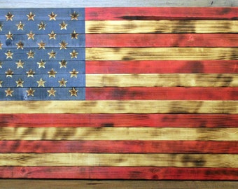 American Flag, Patriotic Decor, Distressed Wood Flag, American Decor, Hanging American Flag, Rustic Wood Flag, Wooded Flag, Patriotic Signs