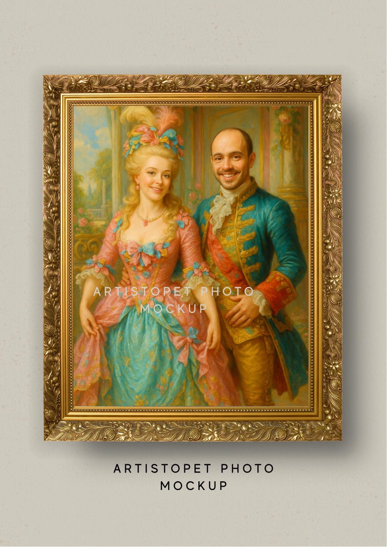 Whimsical Rococo Men Custom French Rococo Pet Portrait, Whimsical Couple Art - Etsy