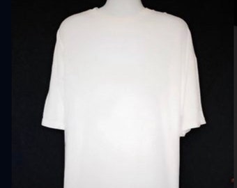 Fringed T-shirt with border of blue