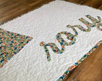 Custom Baby Name Quilt Personalized Baby Blanket Handmade Quilt Nursery Gift Baby Shower Gift Keepsake Quilt Newborn Gift