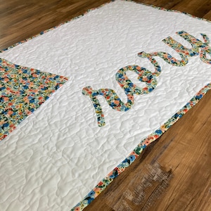 Custom Baby Name Quilt Personalized Baby Blanket Handmade Quilt Nursery Gift Baby Shower Gift Keepsake Quilt Newborn Gift
