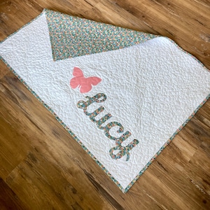 Custom Baby Name Quilt Personalized Baby Blanket Handmade Quilt Nursery Gift Baby Shower Gift Keepsake Quilt Newborn Gift
