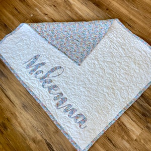 Custom Baby Name Quilt Personalized Baby Blanket Handmade Quilt Nursery Gift Baby Shower Gift Keepsake Quilt Newborn Gift