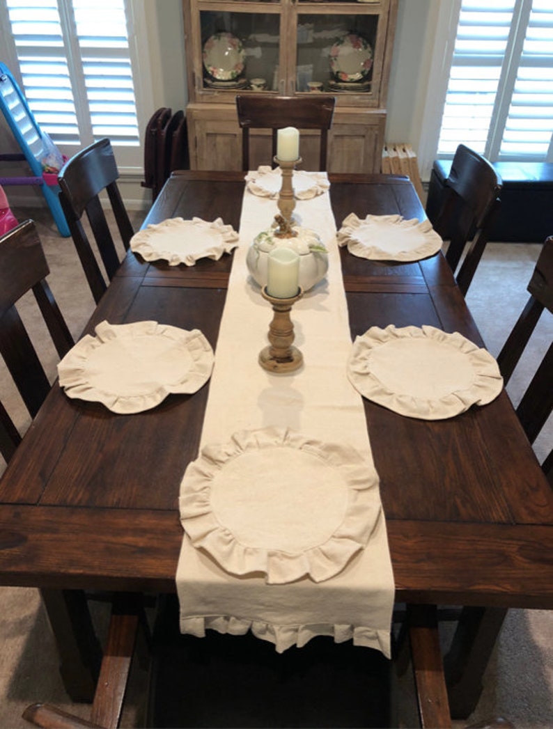 Farmhouse Ruffle Placemats Round Set Custom 15 Round Etsy