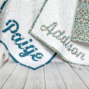 Custom Baby Name Quilt Personalized Baby Blanket Handmade Quilt Nursery Gift Baby Shower Gift Keepsake Quilt Newborn Gift