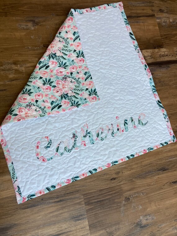 Personalized Baby Quilt Custom Baby Blanket Baby Shower Grand child Boy Girl Free Motion Quilted Handmade New Baby Gift Home Made Etsy