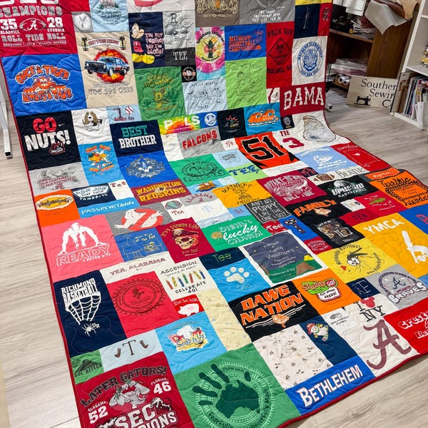 Custom Puzzle T-Shirt Quilt DEPOSIT Puzzle Piece Design Memory Quilt Personalized Keepsake Blanket Graduation Gift Memorial Sports Jersey