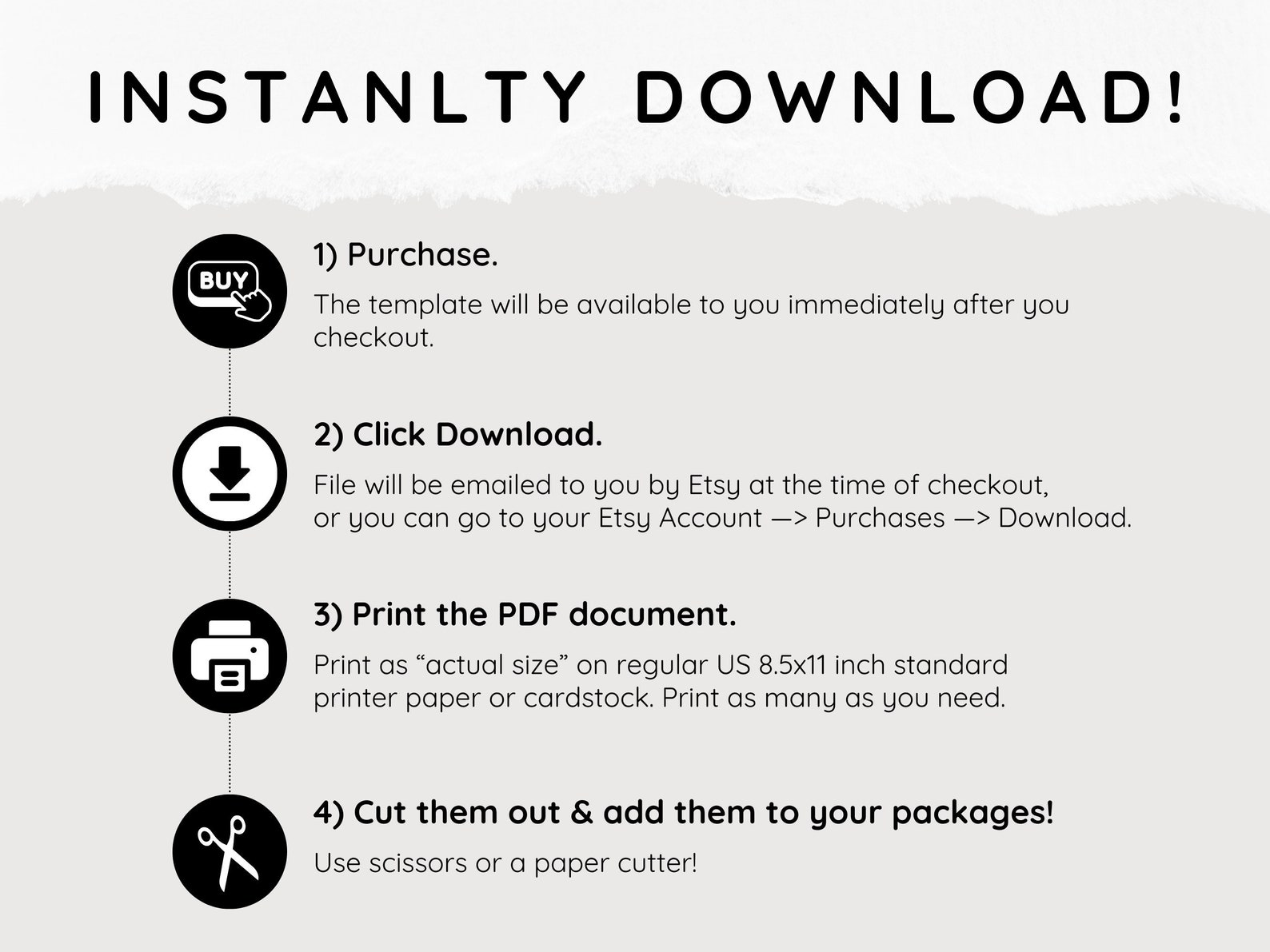 PRINTABLE Your Package Made My Day Customer Order Packing Slip | Black ...