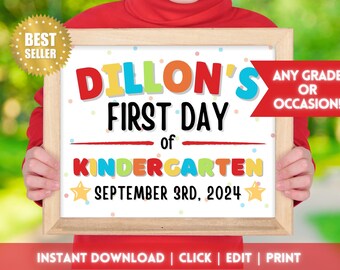 ANY GRADE Instant EDITable First Week of School Sign Template | Fully Personalized Printable | First Day | Last Day | ANY Occasion of Firsts