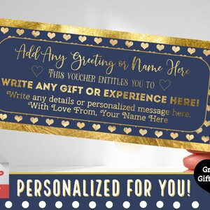 PERSONNALISÉ POUR VOUS Bon de réduction Certificat-cadeau pour un cadeau d'expérience pdf imprimable | Anniversaire, Anniversaire, Cadeaux de Noël Coeur