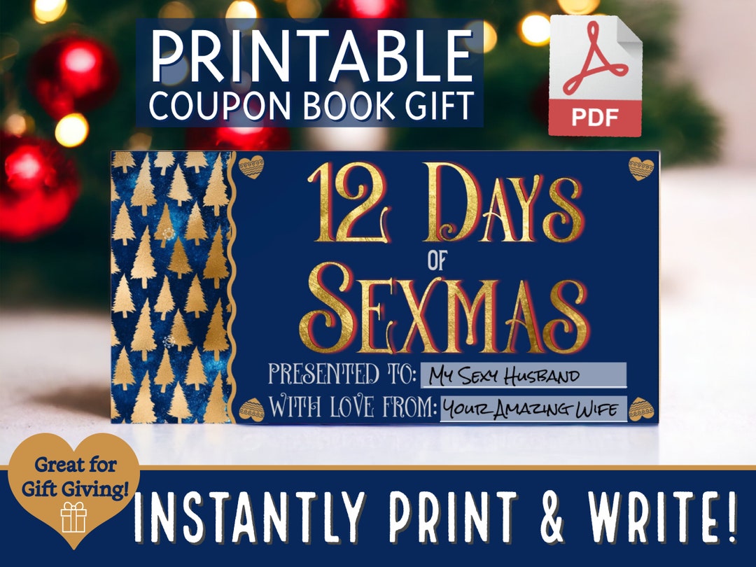 PRINTABLE 12 Days of Sexmas Naughty Christmas Coupon Book for Husband, Wife, Girlfriend