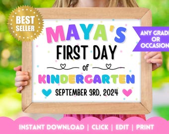ANY GRADE Instant EDITable First Week of School Sign Template | Fully Personalized Printable | First Day | Last Day | ANY Occasion of Firsts