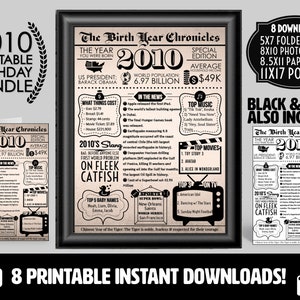 2010 PRINTABLE Vintage Newspaper Year You Were Born Birthday Bundle | Card Printout Poster Gifts Him Her | What Happened in 2010 Party Decor