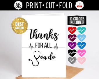 PRINTABLE Blank Medical THANK YOU Card | pdf | Print on Standard Paper | Instant Download | Doctor, Nurse, Hospital, Hospice | 5x7 Greeting