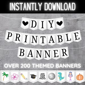 Banderines para fiestas IMPRIMIBLES / Decoración personalizada para eventos de cumpleaños, graduación, tablones de anuncios, baby shower o CUALQUIER ocasión / Descarga instantánea en PDF