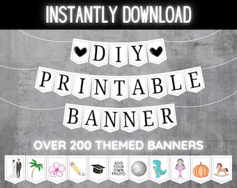 PRINTABLE Party Banner Bunting | Custom Birthday Event Decor, Graduation, Bulletin Board, Baby Shower or ANY Occasion | PDF Instant Download