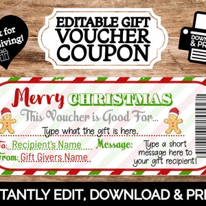 Buono regalo di Natale MODIFICABILE IMMEDIATO per fare regali di esperienze / Modifica e stampa / Modello stampabile Sorpresa rivelata da Babbo Natale fai da te IoU