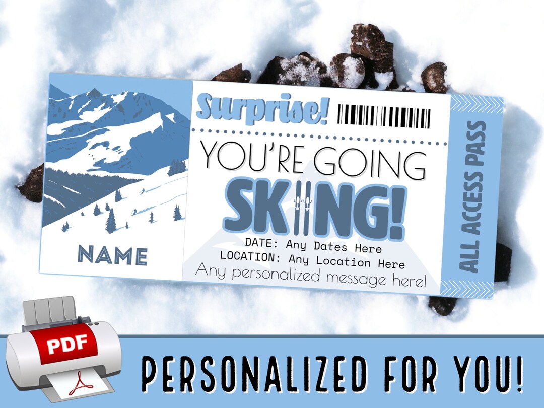 PERSONALIZED FOR YOU Skiing Trip Surprise Ticket | Ski, Skis, Skiing ...
