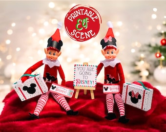 PRINTABLE Elf Magical MOUSE Christmas Suitcase, Boarding Pass, Hat, Treats, Signs | Travel Scene Prop | Theme Park Surprise Reveal | PDF