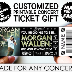 PERSONALIZED FOR YOU Concert or Event Ticket Stub Gift Souvenir Print Email Delivery Ways to Gift Concerts Birthday pdf Surprise image 1