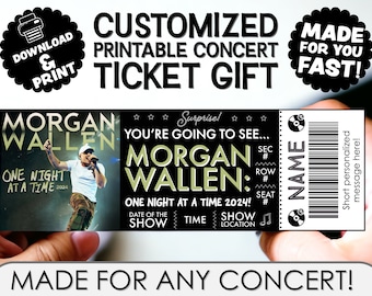 PERSONALIZED FOR YOU Concert or Event Ticket Stub Gift Souvenir | Print | Email Delivery | Ways to Gift Concerts Birthday | pdf Surprise