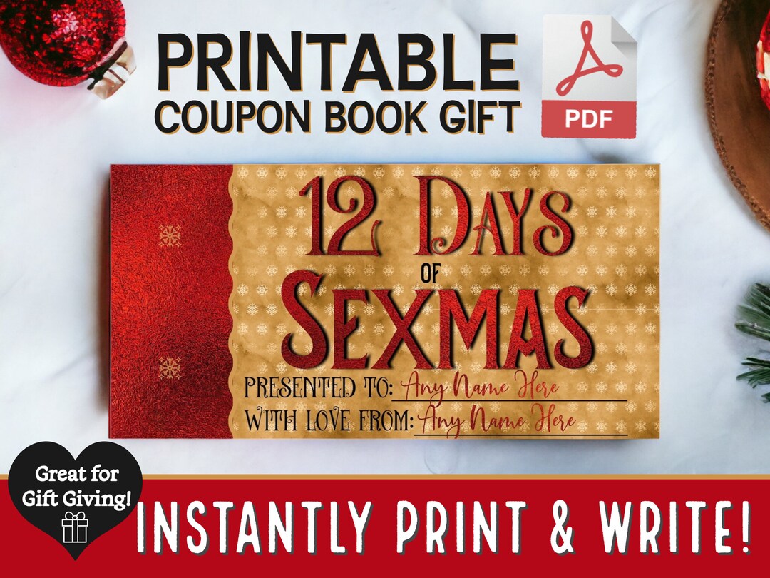 PRINTABLE 12 Days of Sexmas Naughty Coupon Book for Christmas Gifts for Husband, Wife