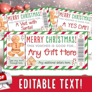 SOFORT BEARBEITEN Lebkuchenmann und Haus Weihnachtsgutschein Coupon Geschenkgutschein Ticket | Kinder Erwachsene Mädchen Jungen druckbare pdf-Vorlage #28