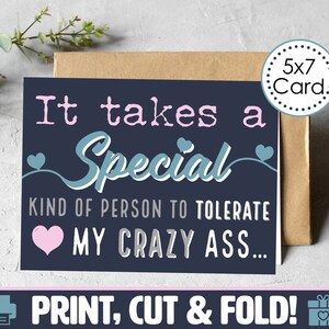 Biglietto di San Valentino divertente STAMPABILE / Biglietto piegato 5x7 / Stampa su carta standard / Download istantaneo / Regalo per lui o il suo migliore amico / San Valentino