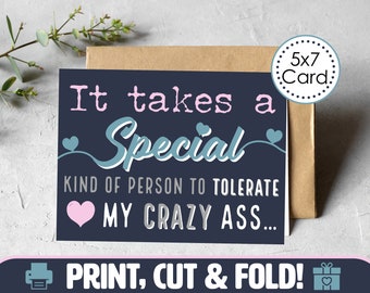 PRINTABLE Funny Valentines Card | 5x7 Folded Card | Print on Standard Paper | Instant Download | Gift for Him or Her Best Friend | Valentine