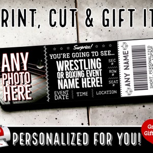 PERSONALISIERT FÜR SIE Wrestling oder Boxing Event Ticket Stub Geschenk Souvenir | Möglichkeiten, Professional Tickets Weihnachten zu verschenken | Drucken Sie pdf per E-Mail