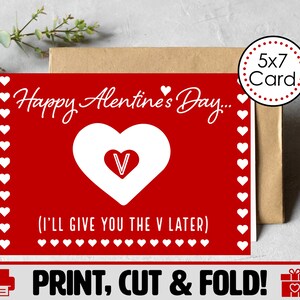 DRUCKBARE Lustige Alentiner Karte für ihn | 5x7 Klappkarte | Druck auf Standardpapier | Herunterladen | Geschenk für Mann oder Freund | Sex Valentin