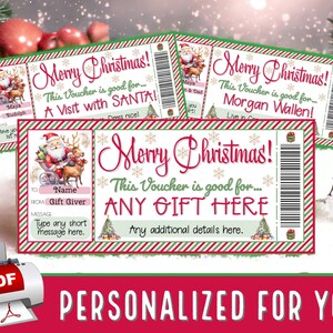 PERSONALISIERT FÜR SIE Aquarell Weihnachtsmann und Rentier Geschenk Gutschein Coupon Geschenkgutschein | Santa Überraschung Pdf Printable Template #29