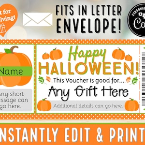 SOFORT BEARBEITEN Herbst Kürbisse Gutschein Coupon Geschenkgutschein für Gift Giving | Herbst Festival Party Kürbis Aufnäher | Kinder pdf Printable - #11