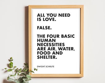 Oficina de EE.UU. Dwight Schrute Print A4 // Póster de cita de comedia de situación de televisión mínima