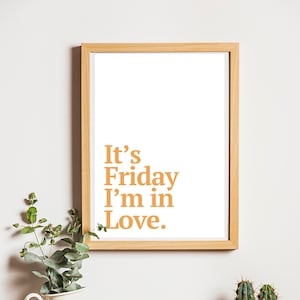 The Cure, Friday I&#39;m in Love Print A4 / Minimal Music Lyrics Poster