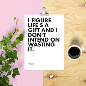 Titanic Print Leonardo DiCaprio A4 // Minimal Movie Quote Poster