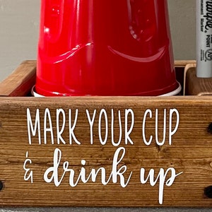 Mark Your Cup/Party Cup Holder/Red Solo Cup Holder/Cup Caddy/Wood Caddy/Hand Painted