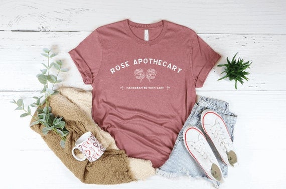 Rose Apothecary Tshirt Handcrafted With Care Gift Tee Shirt Rose Apothecary Tshirt Handcrafted With Care Gift Tee Shirt