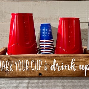 DOUBLE STACK/SHOT Mark Your Cup/Party Cup Holder/Red Solo Cup Holder/Cup Caddy/Wood Caddy/Hand Painted/Mini Solo Cup Shot Glass Holder