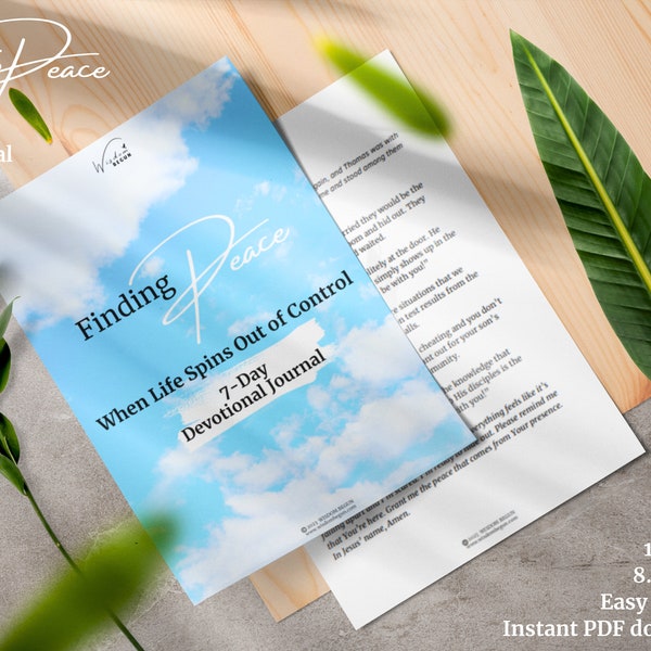 Finding Peace 7-Day Devotional Journal | PDF eBook Digital Download | Calm Your Mind with Christian-Based Journaling | Printable | Reusable