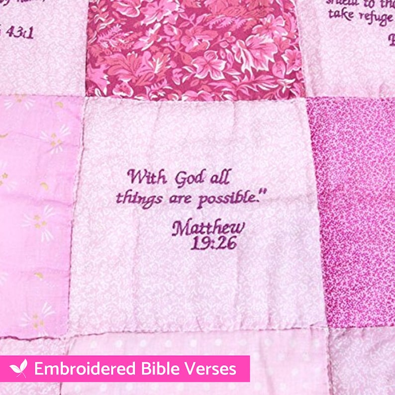 Bible Verse Baby Quilt Beautiful Cotton Blanket Embroidered Etsy