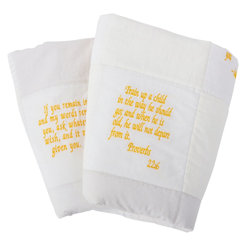 Bible Verse Baby Quilt Beautiful Cotton Blanket Embroidered Etsy