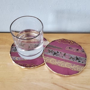 Washi Tape Coasters Washi Tape Resin Coasters Pink Resin Coaster Set of 2 Resin Washi Tape Coasters Pink Coasters Pink Lovers Gift image 4