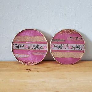 Washi Tape Coasters Washi Tape Resin Coasters Pink Resin Coaster Set of 2 Resin Washi Tape Coasters Pink Coasters Pink Lovers Gift image 2