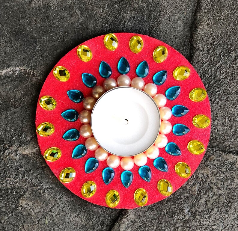 Red Tea light Candle Holders for home Tealight Candle Etsy