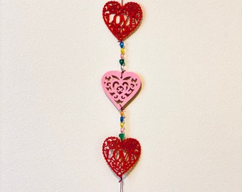 Wooden Wind chime, Heart Wind Chime for window, Heart Sun Catcher, Heart Wind Chime, Valentine’s Gift for him or her, Housewarming gift