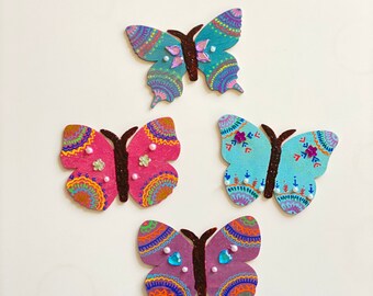 Butterfly Magnet Set Wood, Wooden Fridge Magnet Set, Colorful Magnets, Spring Decor, Birthday Gift for Grandma, Mom, Anniversary Gift