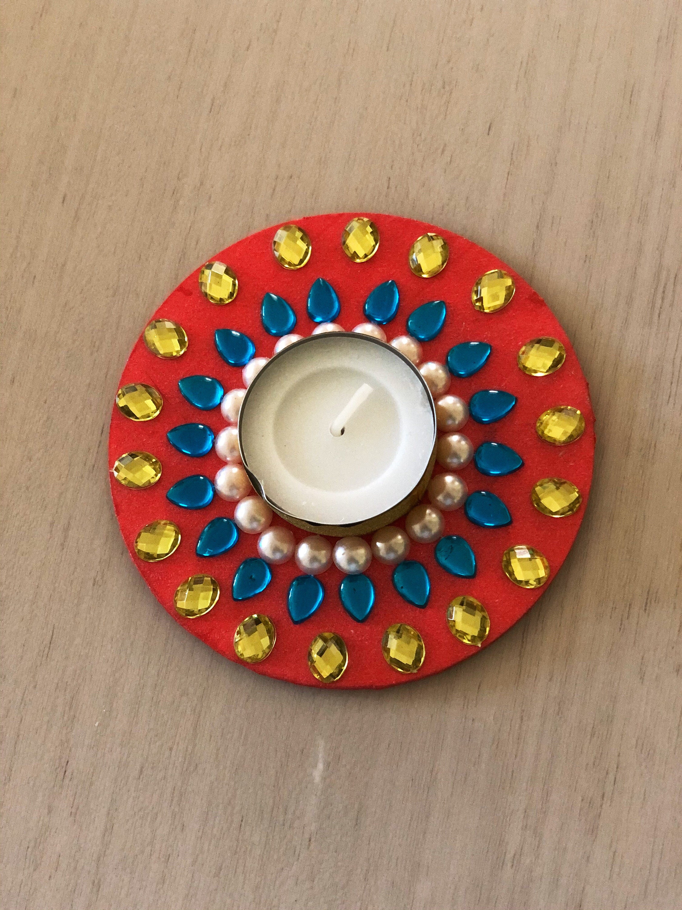 Tea Light Candle Holders Red Wooden Tea Light Candles Etsy UK